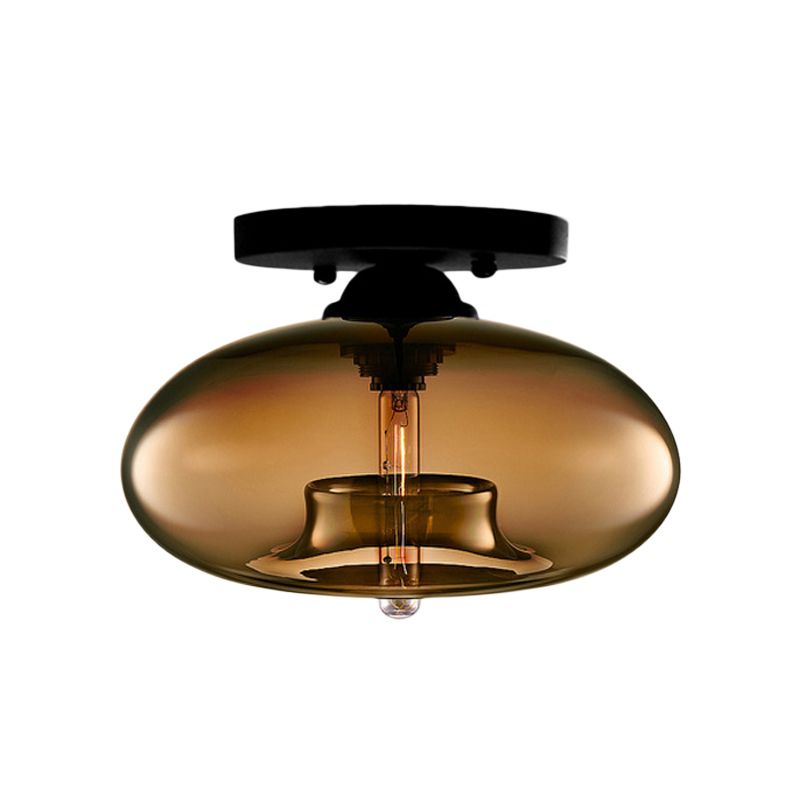 Lampe encastrée ovale en verre, Style Simple, 1 lumière claire/ambre/fumée, plafonnier pour couloir
