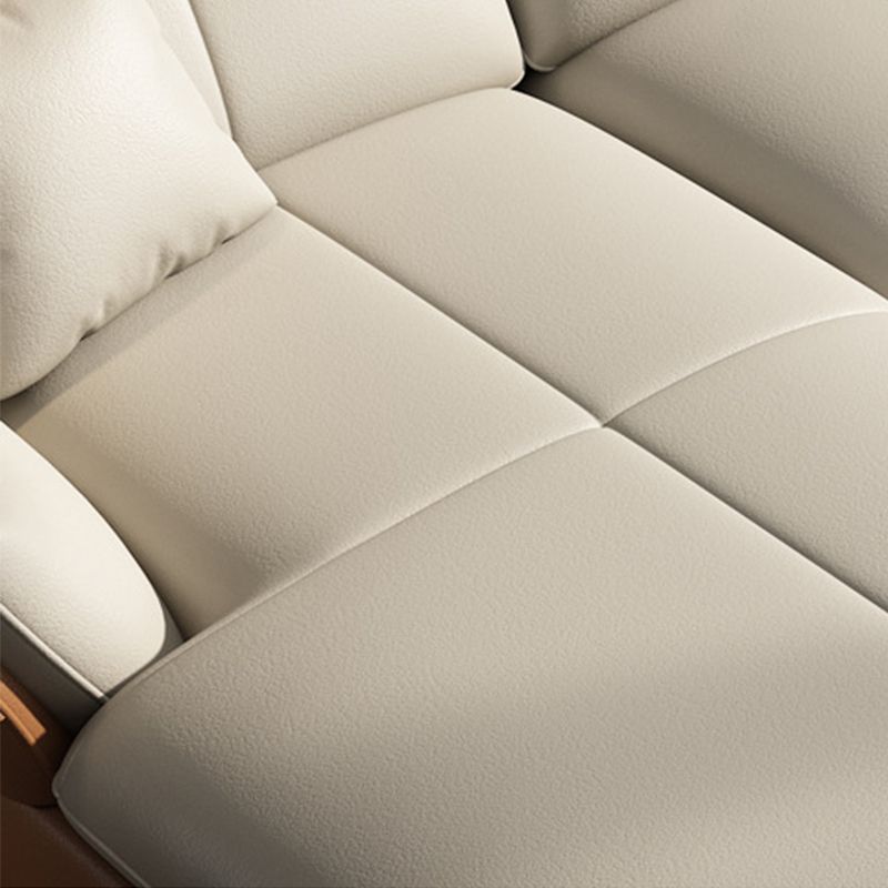 Faux Leather Sofa & Chaise Flared Arm Sofa with Bolster Pillows