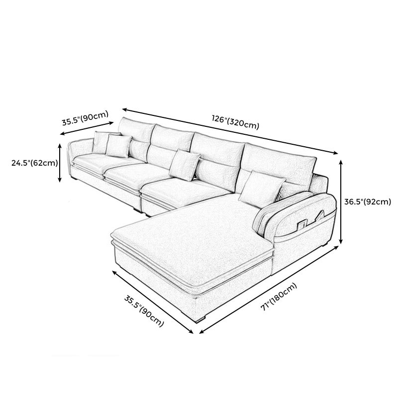 Contemporary Right Hand Facing Sectional with Pillowed Back Cushions for Four People
