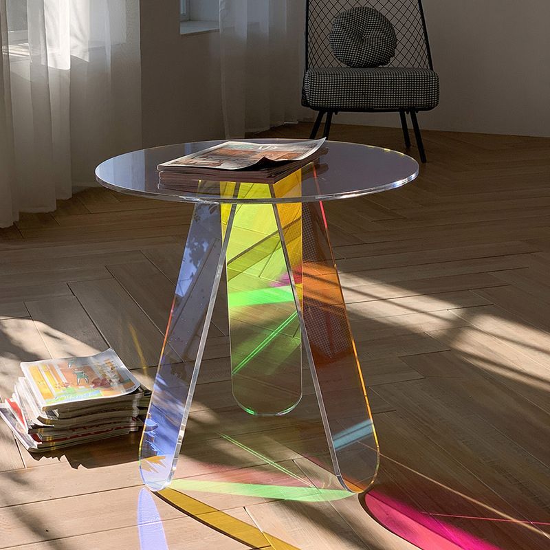 Round Shape Accent Side Table Plastic Round Side End Table for Bedroom in Multi-Color