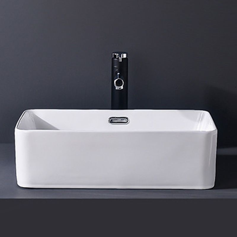 Modern Vessel Bathroom Sink Rectangular Porcelain Basin Sink (Not Include Faucet)