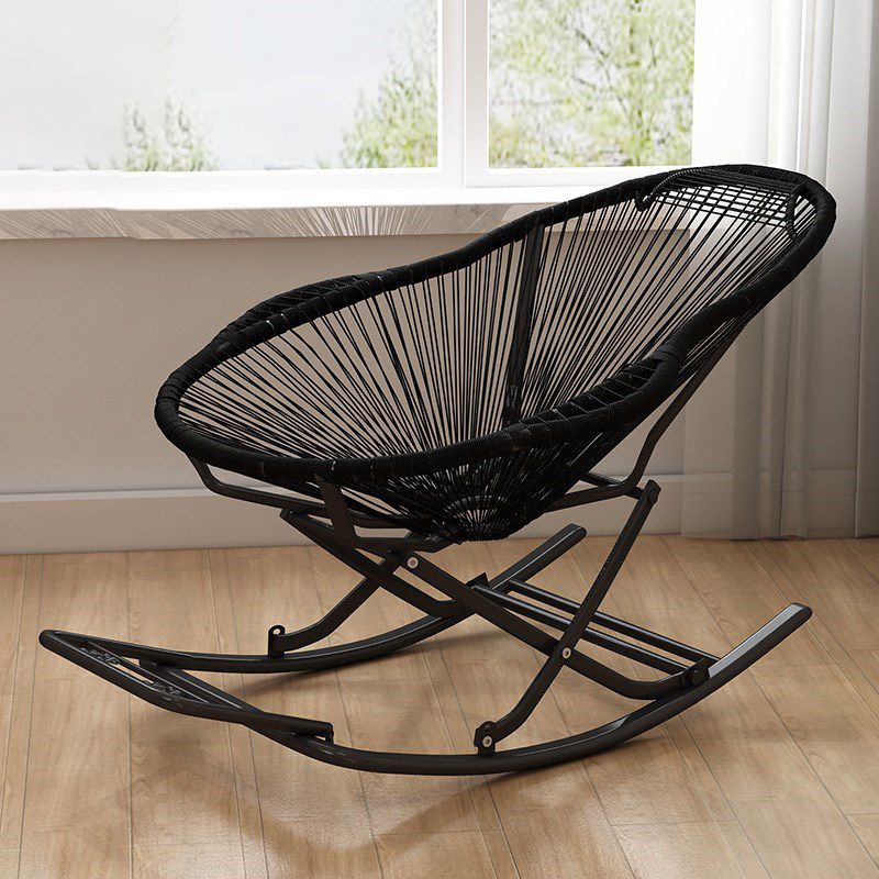 Contemporary Rocking Chair Woven Rope Rattan Rocking Chair in Living Room