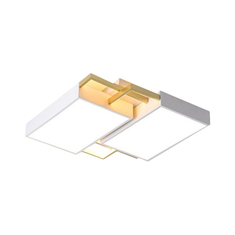 Double Rectangle Flush Light Modernism Metal Black/Gold LED Flush Mount Lamp in Warm/White Light, 16"/19.5" W