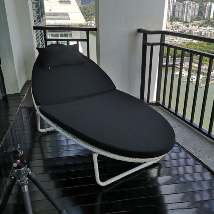 Tropical Metal Frame Patio Daybed in White 31.5" Wide Outdoor Sofa with Cushion