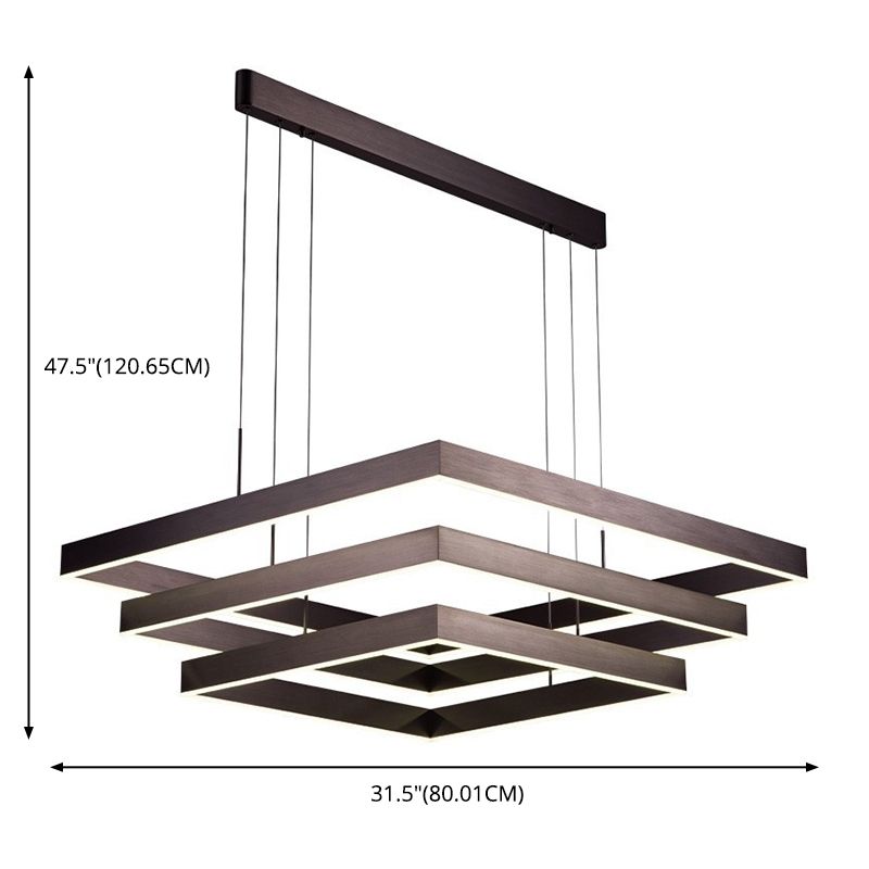Lámparas de lámparas cuadradas de tres niveles lámpara de metal moderno 3 luces lámparas