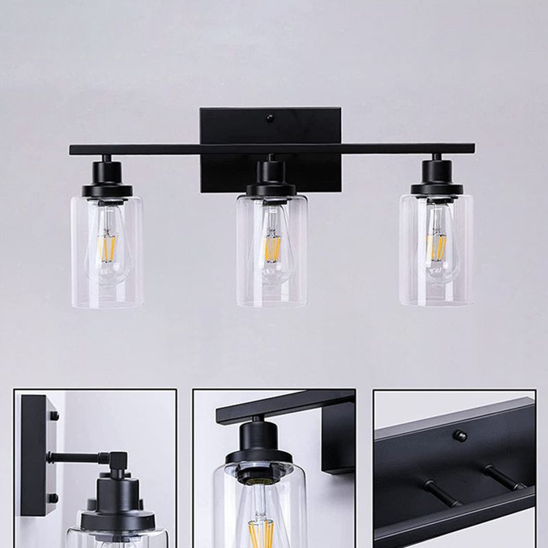 3 Lights Sconce Light Fixture Industrial Sconce Lamp in Black for Washroom