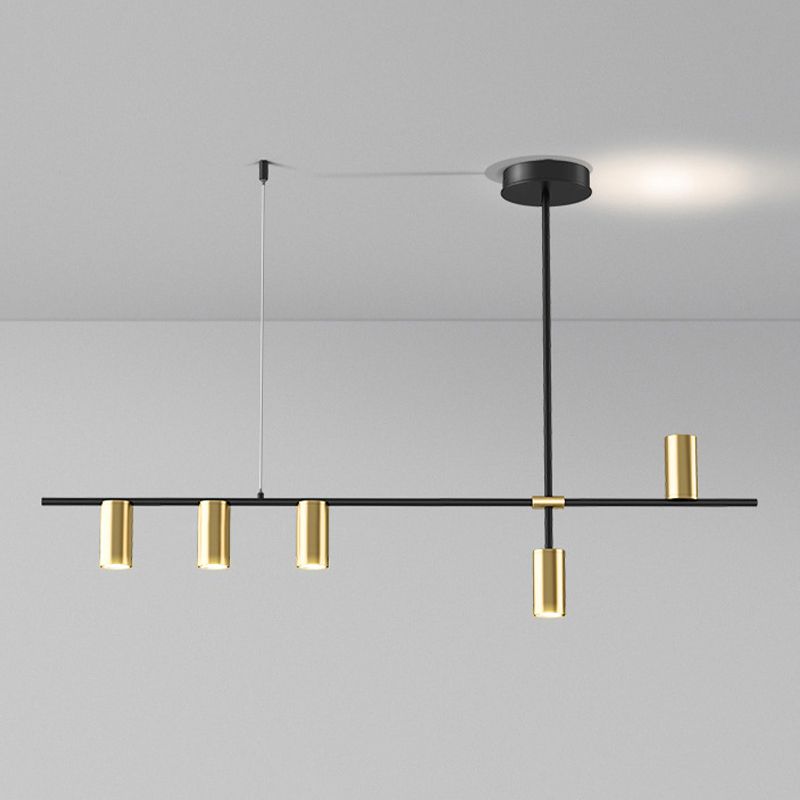 Modern 5 - Light Ceiling Pendant Fixture in Black and Gold Finish Kitchen Island Light