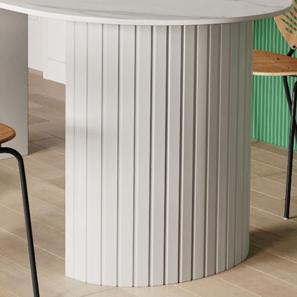 White Two Base Dining Table Modern White Stone Top Dining Table for Living Room