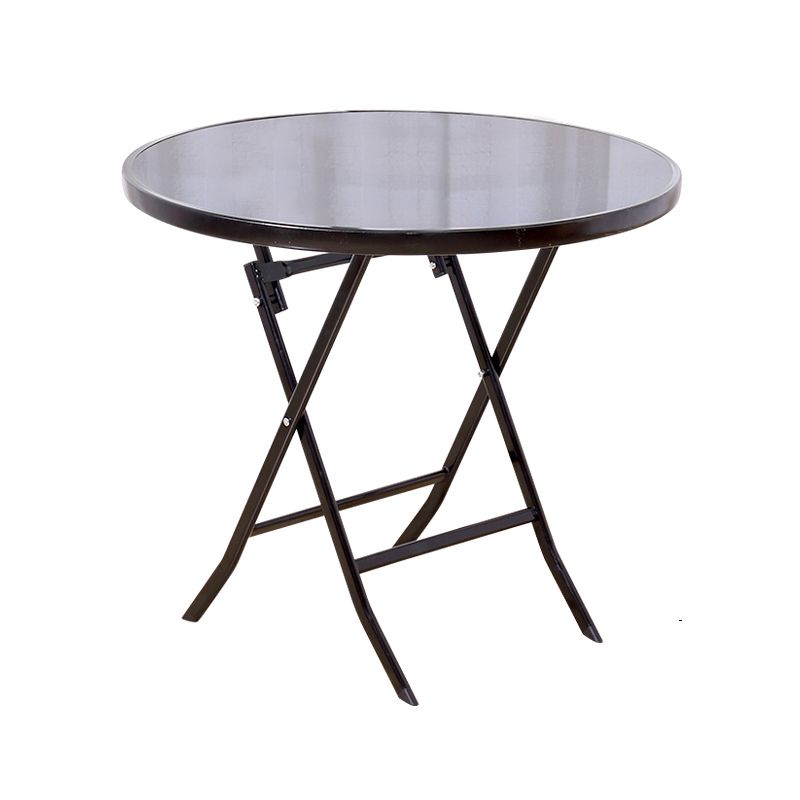 Modern Style Glass Dining Room Dinner Kitchen Table Round Table with Black Frame