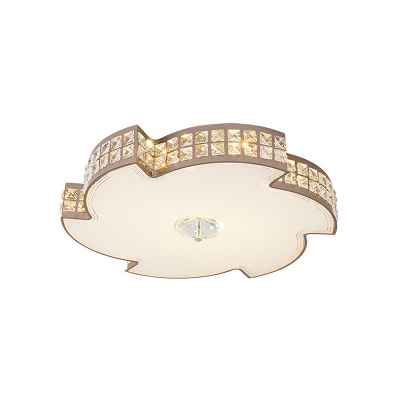 Champagne LED Flush Ceiling Light Modern Square-Cut Crystals Spiral Shape Lighting Fixture, 16.5"/21.5" Width