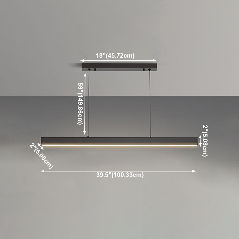 Esszimmer moderne Inselleuchte Schwarzes lineares Aluminium -Anhänger Licht
