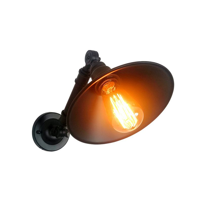 Schwarz gestellte Leseblampe Vintage Eisen 1 Glühbirne Schlafzimmer Wandhalterung Licht mit Schwingarmarm