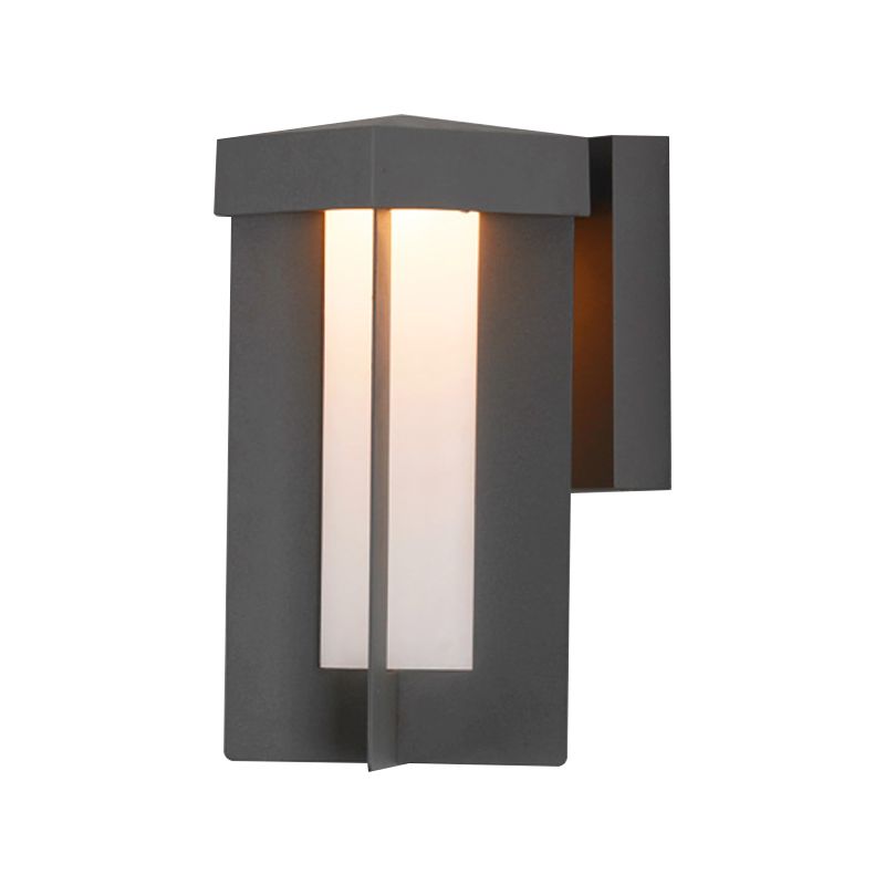 1 Bulb Rectangle Wall Light Traditional Gray Finish Aluminum Surface Wall Sconce with Cream Glass Shade