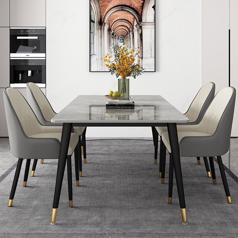 Modern Dining Table Black Frame Stone Dining Table for Dinner Room