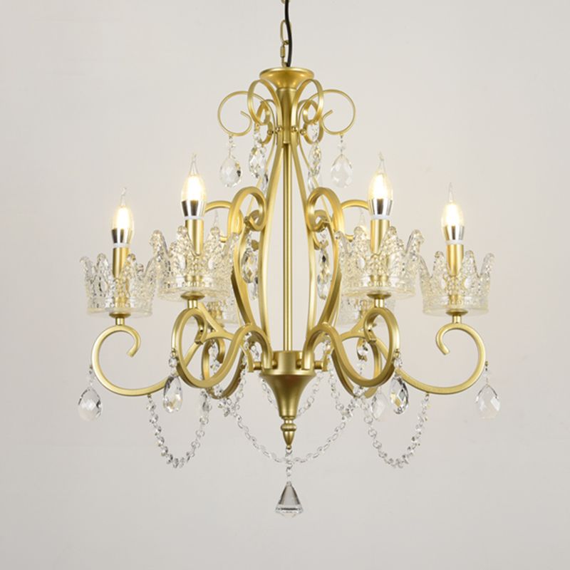 Candelabra Metall Deckenbeleuchtung Vintage Wohnzimmer Kronleuchterleuchte mit Kristallkronendekoration