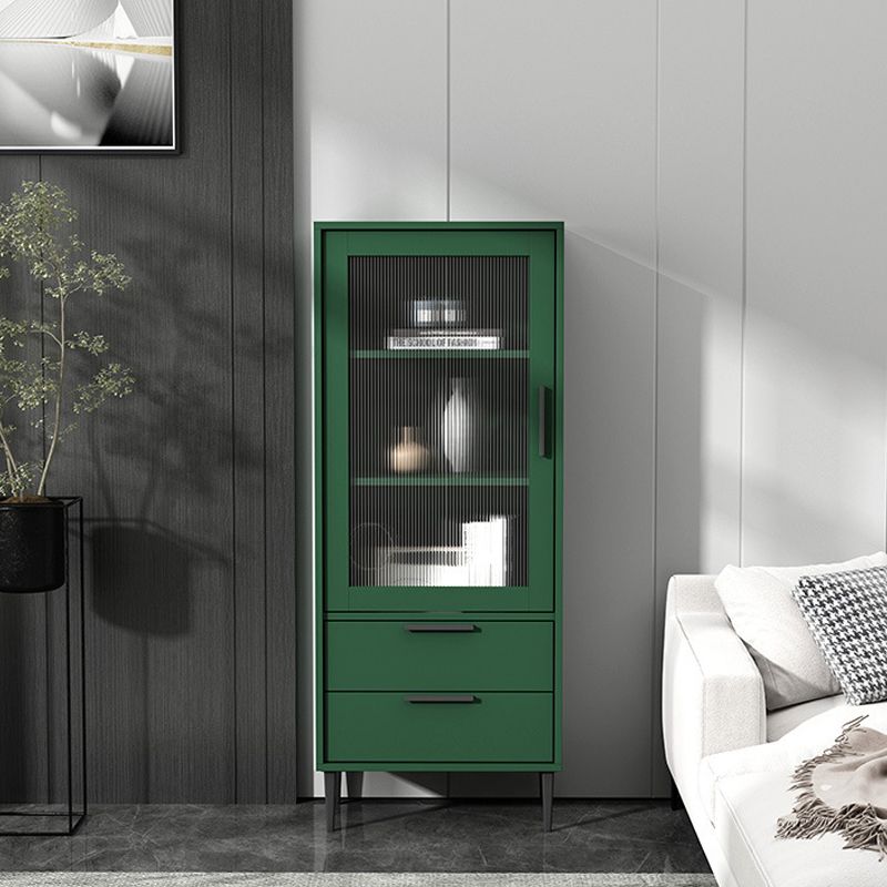 Wooden Accent Cabinet with Glass Door and 2 - Drawer 11.81" Wide Side Cabinet