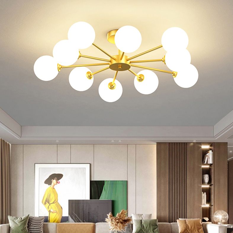 Plafonnier moderne au plafond à chasse d'eau avec une teinte en verre pour la chambre à coucher du salon