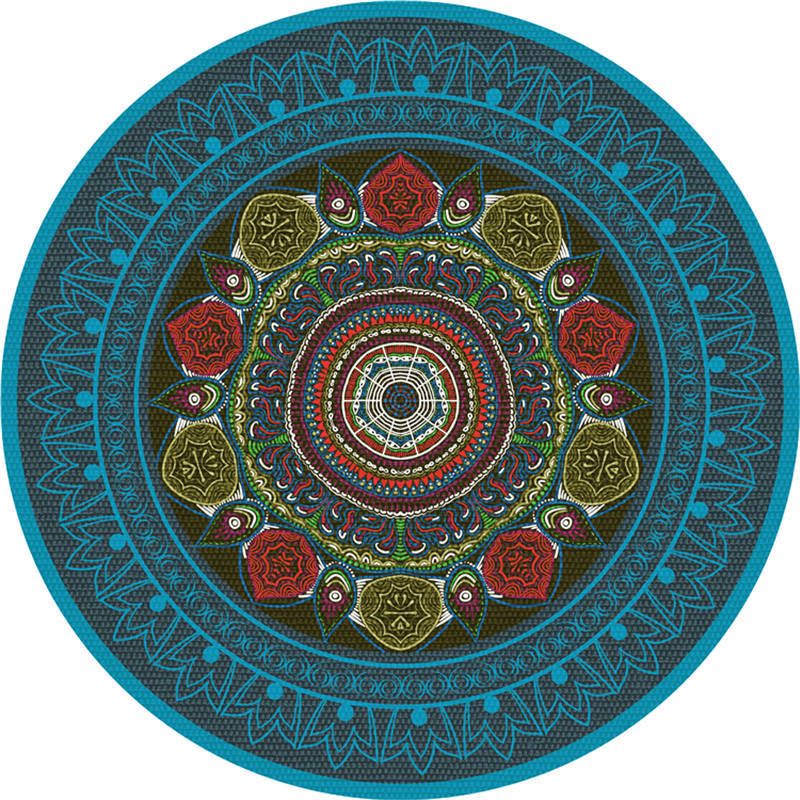 Moroccan Living Room Rug Multi-Color Flower Rug Polyester Machine Washable Stain Resistant Non-Slip Backing Area Carpet