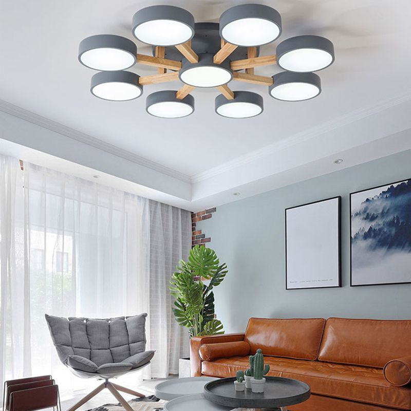 Nordic Round Ceiling Light Colorful Multi Light Flush Mount Light for Bedroom