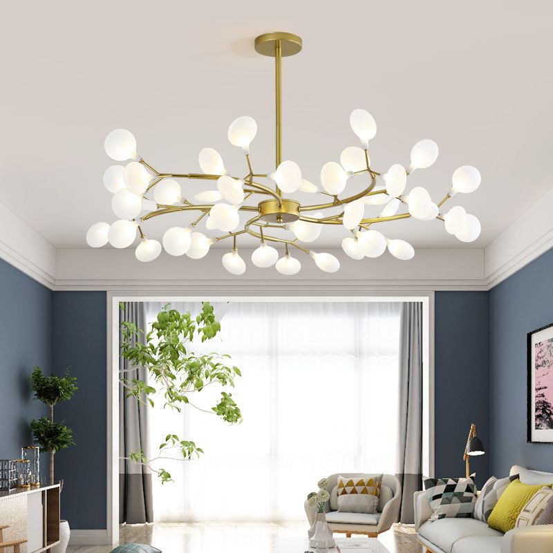 Modern Simple Fireflies Ceiling Chandelier Metal Suspension Light for Bedroom