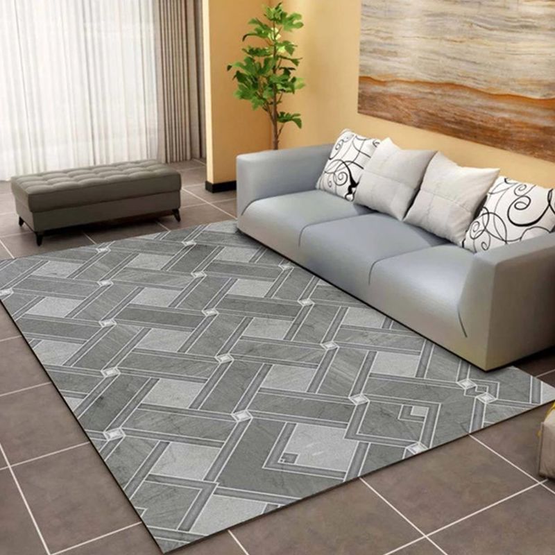 Modern Living Room Rug Multi Color Geometric Print Area Carpet Synthetics Non-Slip Backing Easy Care Rug