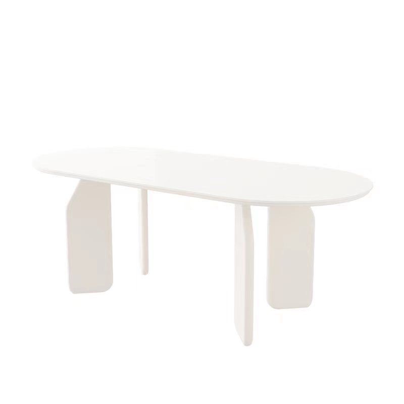 Solid Wood Dining Table White Modern Dinner Table for Dining Room