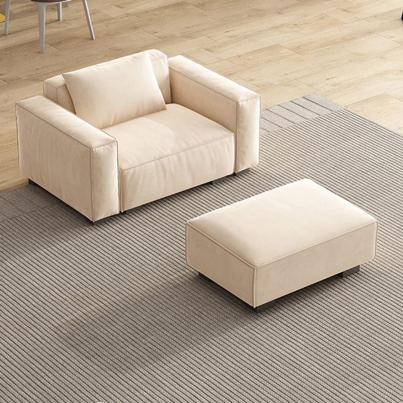Velvet Square Arm Sofa Modern Sofa with Pillows in White 37.40" W