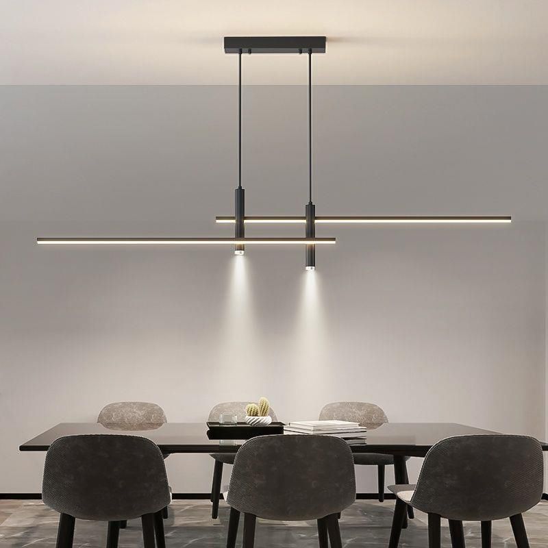 3 Lights Metal Linear Modern Hanging Island Lights for Dining Room
