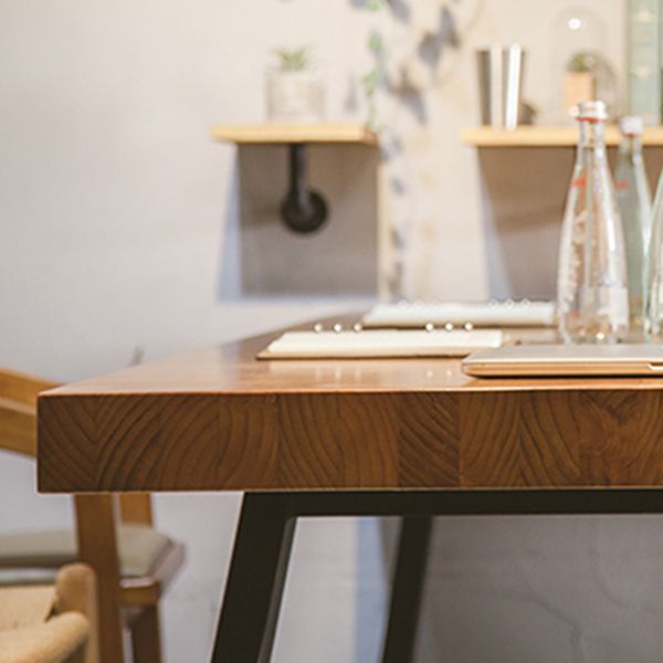 Rectangle Double Pedestal Table Industrial Solid Wood Kitchen Desk