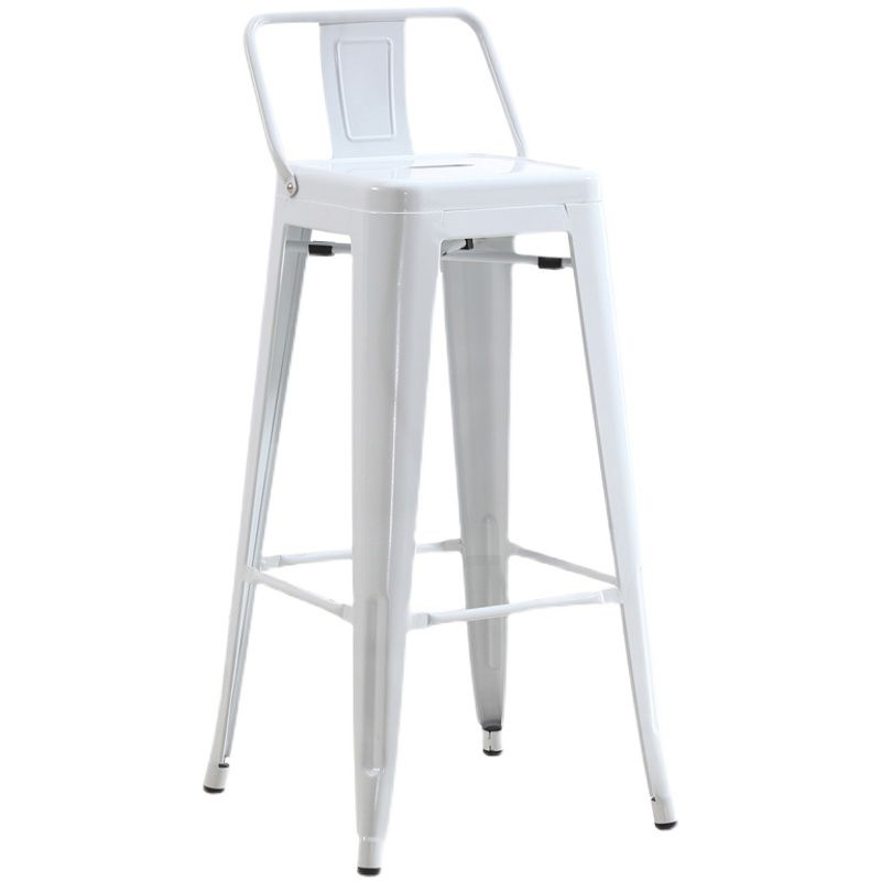 Modern Squared Counter Stools Armless Iron Indoor Bar Stool with Footrest