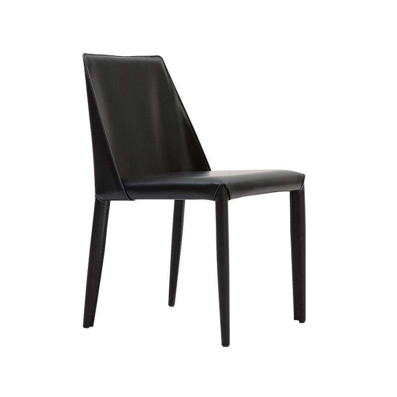 Sillas de comedor de cuero de estilo moderno Sillas sin brazos con respaldo sólido para uso doméstico (juego de 2)