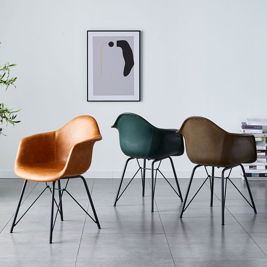 Contemporary Metal Dining Chairs Upholstered Linen Fabric Dining Chair for Restaurant