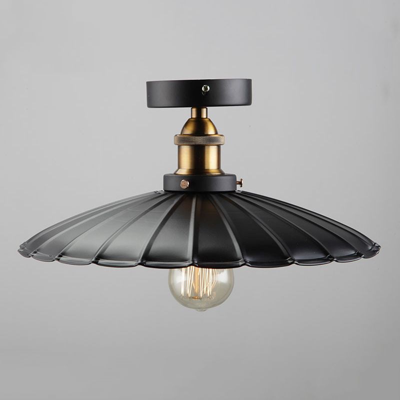 Lumière semi-luxuelle évasée noire Salle de salle à manger en métal industrie