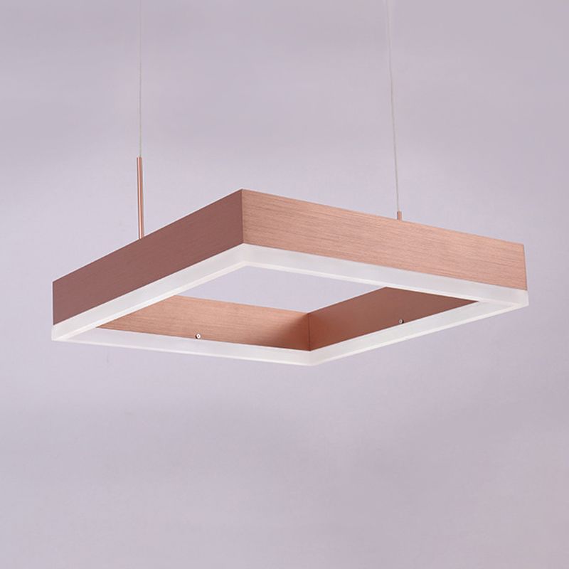 1/2/3-Light Bedroom Chandelier with Square Acrylic Shade Rose Gold Ceiling Pendant in Warm/White/Natural Light