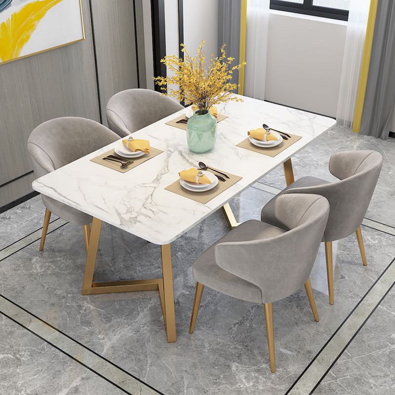 Mesa de comedor rectangular de lujo tradicional, muebles de mármol para el hogar