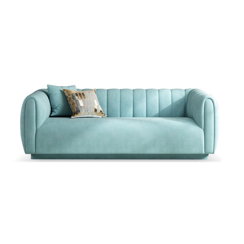 Nordic Sewn Pillow Back Sofa 31.5" High Velvet Tuxedo Arm Sofa