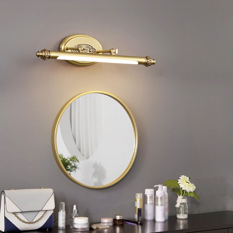 Stile moderno di illuminazione da vanità lineare in metallo 1 funce murale di vanità della luce in oro