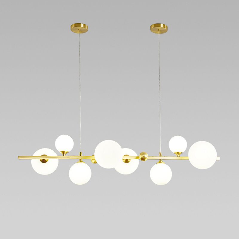 Modern Style Globe Shade Island Pendants 8-Lights Glass Pendant Lights for Dining Room