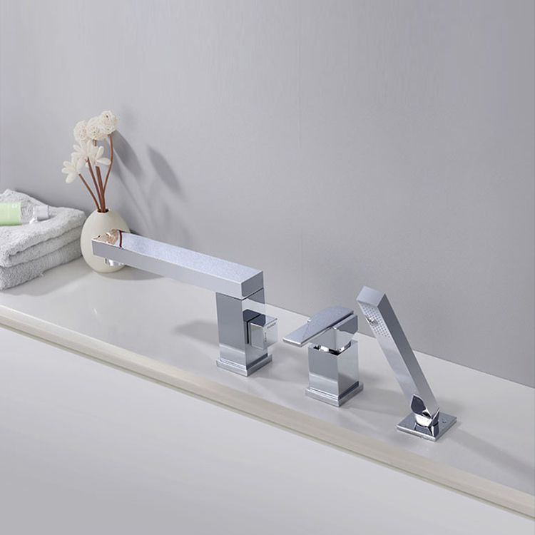 Contemporary Deck Mounted Roman Metal Tub Faucet Low Arc Roman Tub Faucet Set