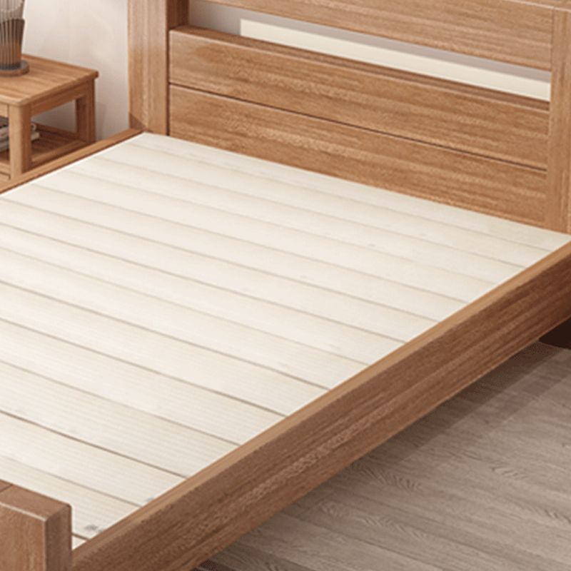 Scandinavian Walnut Panel Rectangular with Headboard Bed Frame