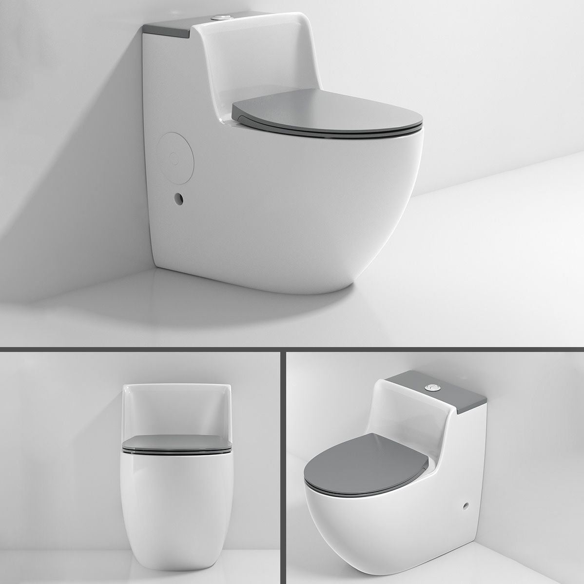 Modern Elongated Toilet Bowl Siphon Jet Flush Toilet with Seat
