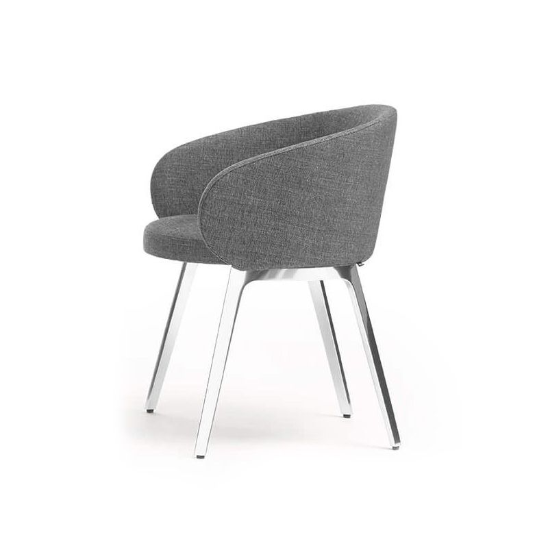 Fixed Back Round Arms Basic Four Leg with Fabric Seat Arms Included Barrel Chair