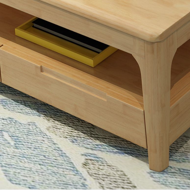 17.7" Tall Wood Rectangular Table Top 4 Legs Coffee Table with Storage