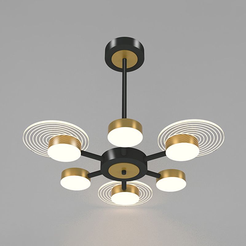 Bloemen woonkamer kroonluchter verlichting acryl minimalistische led hanger lamp in black-gold