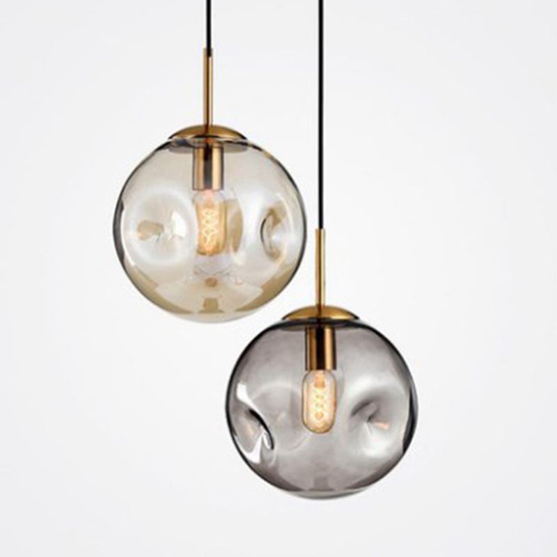 Glass Spherical Ceiling Pendant Light Minimalist Style Pendant Lighting Fixture for Bedroom