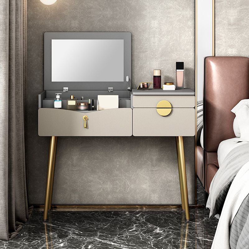 32.2" Height Grey/ White Flip-top Vanity Set with Drawer and Mirror