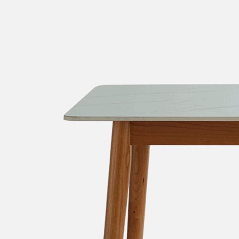 Contemporary Rectangular White and Black Stone Dining Table with Legs