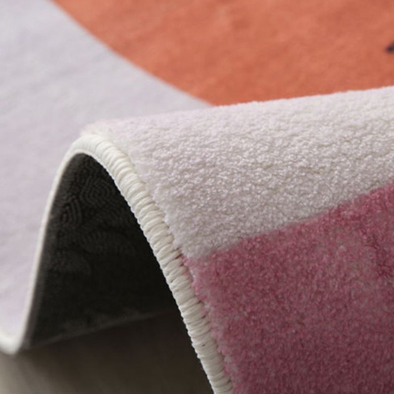 Pink Modern Carpet Polyester Circle Carpet Non-Slip Backing Carpet for Home Decor