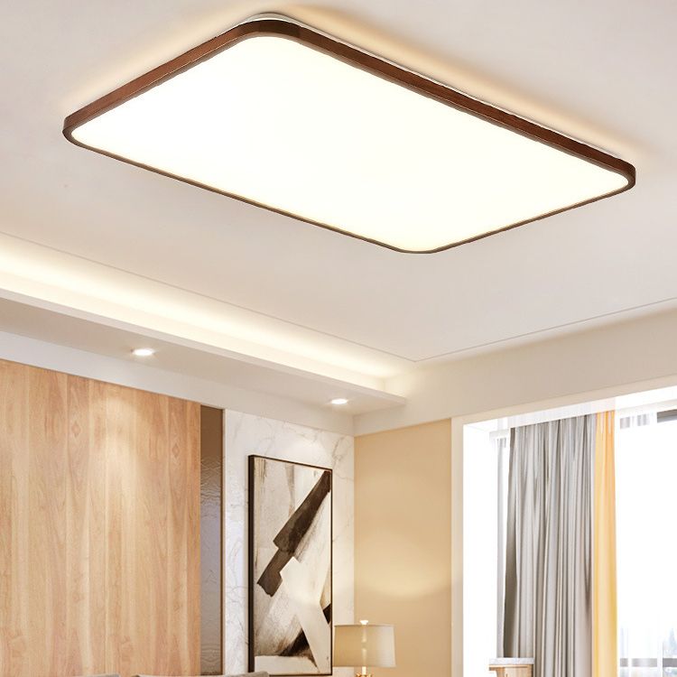 Modern Geometry Shape LED Ceiling Lamp Wood 1 Light Flush Mount for Living Room Aisle