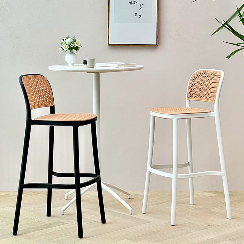 Modern Style Backrest Counter Stool with Metal Base and 4 Legs